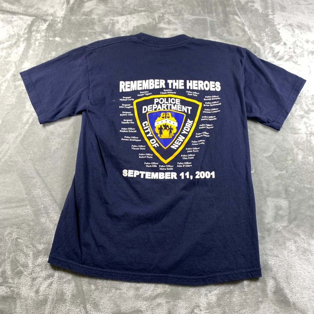 Vintage 911 NY Police Shirt Men Medium Remember The Heroe World Trade Center NYC